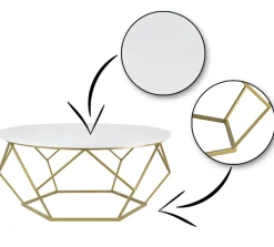 Stolik kawowy Diamond 90 cm złoto biały GLAM * HowHomely Best