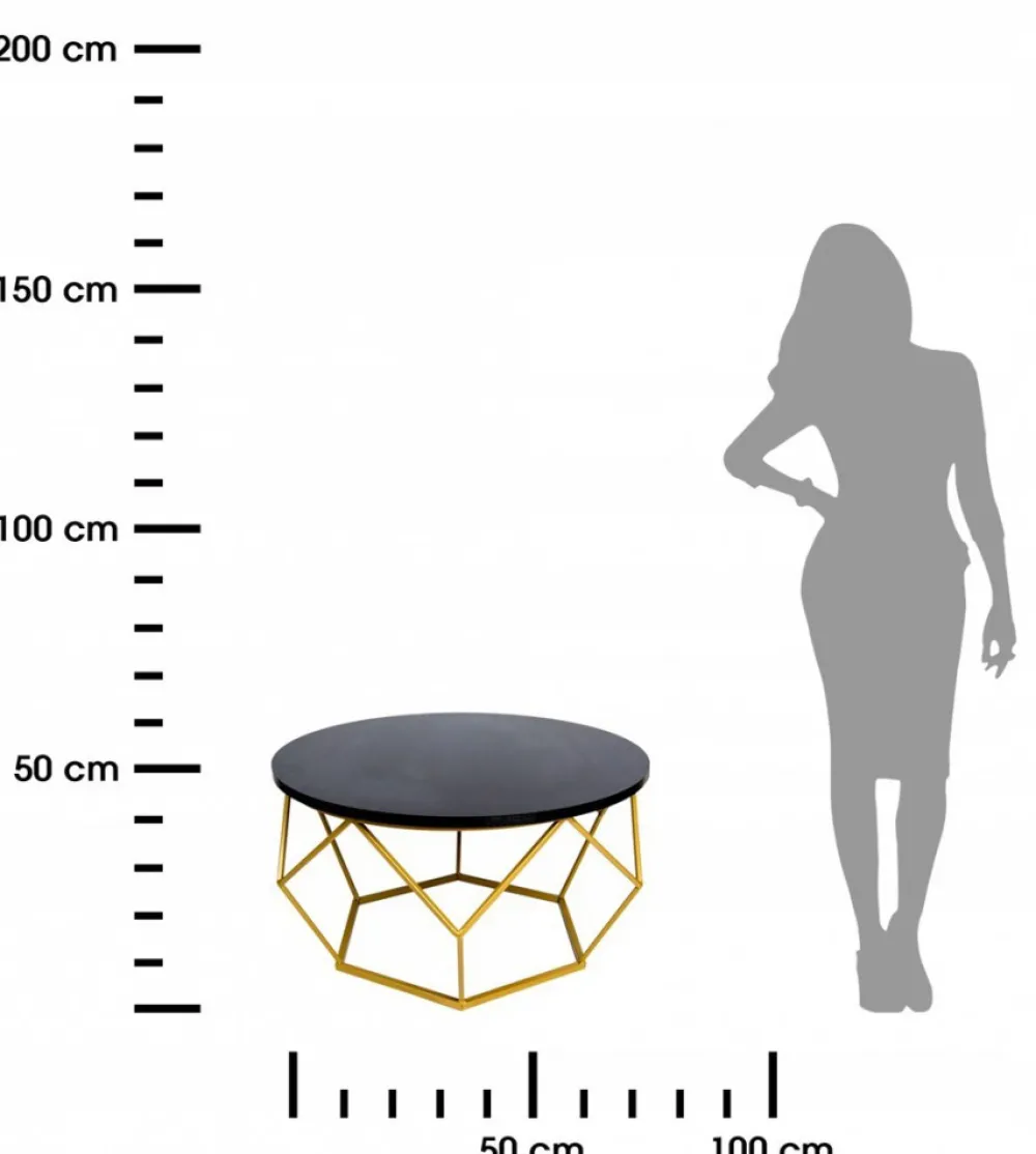 Stolik kawowy Diamond 70 cm złoto czarny LOFT * HowHomely Best