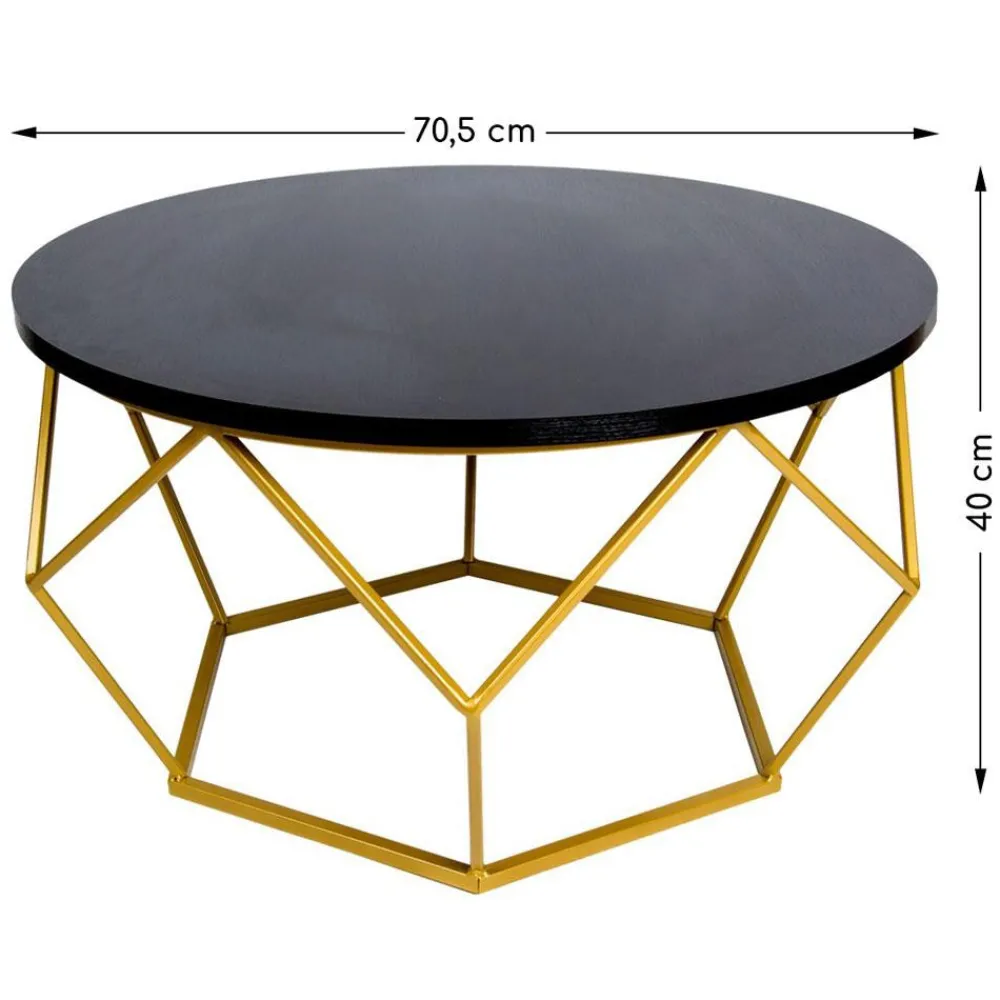 Stolik kawowy Diamond 70 cm złoto czarny LOFT * HowHomely Best