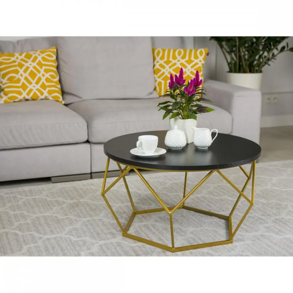 Stolik kawowy Diamond 70 cm złoto czarny LOFT * HowHomely Best