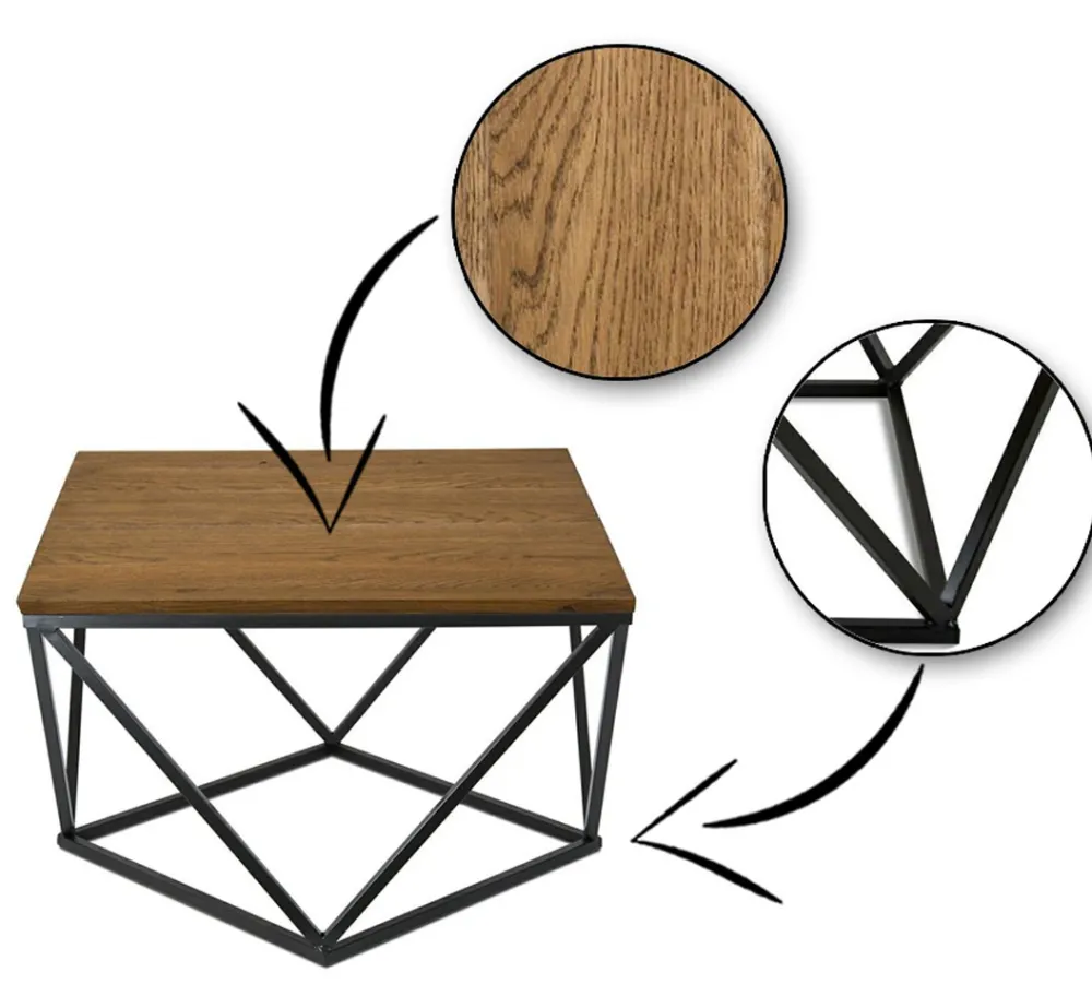 Stolik kawowy OakLoft 60cm cz. ciem. dąb * HowHomely Outlet