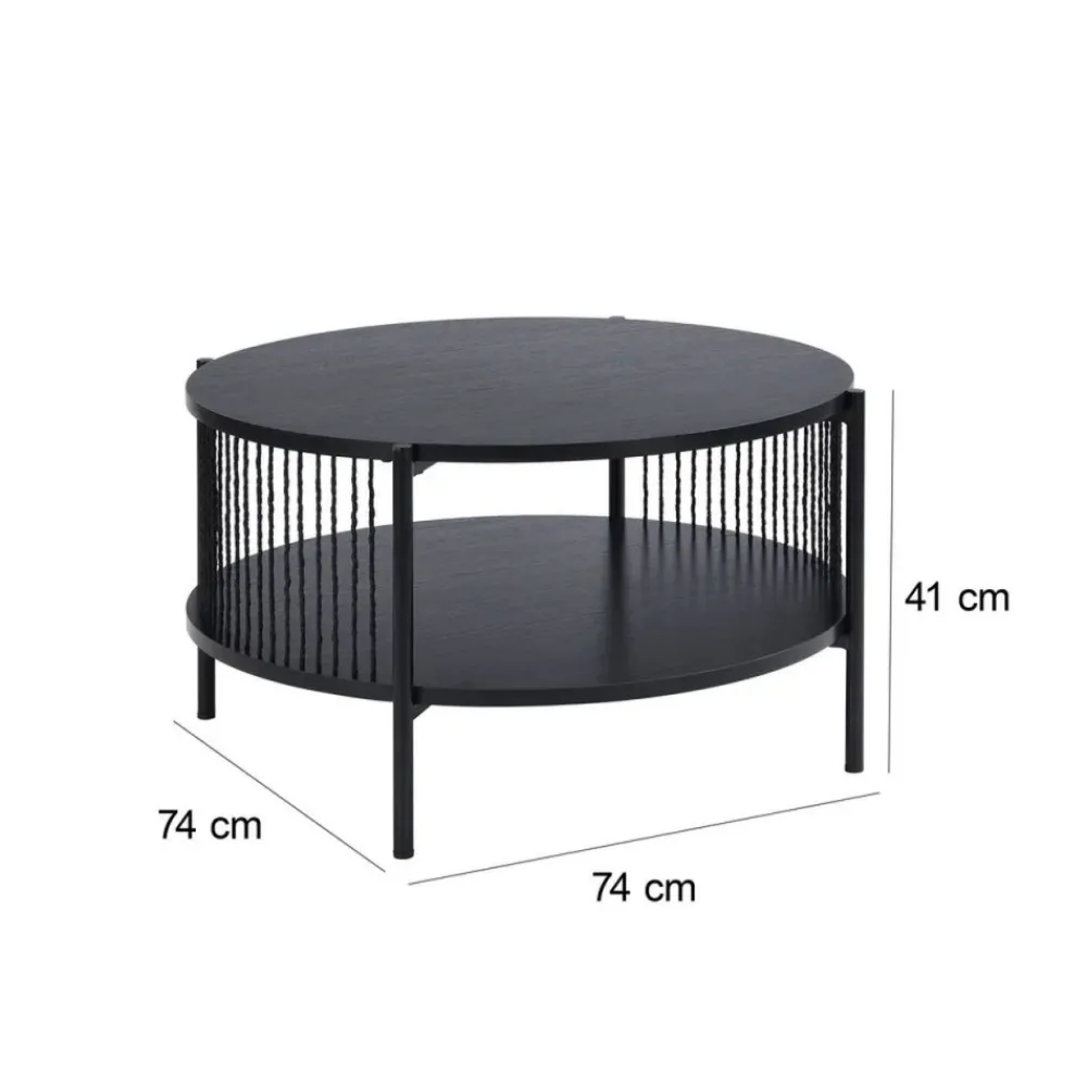 Stolik kawowy okrągły czarny MANILA 74 cm * HowHomely