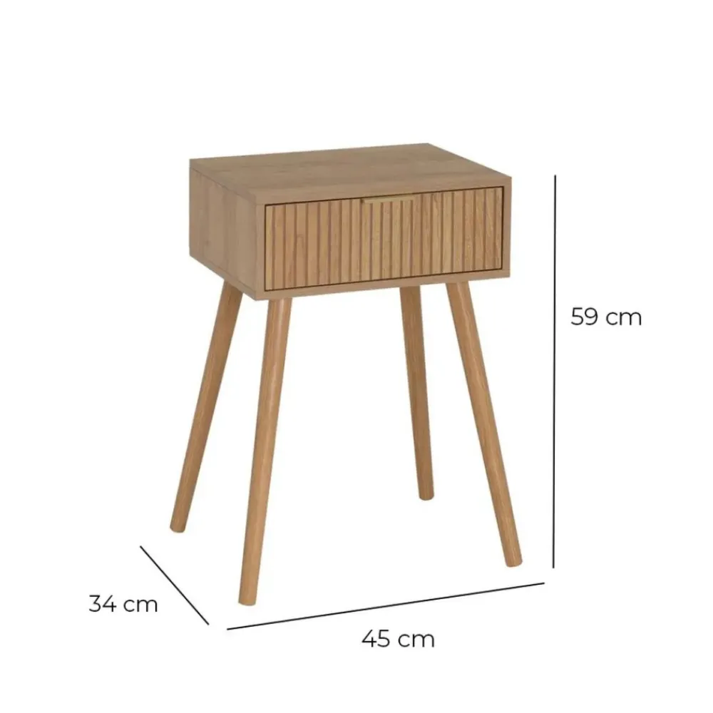 Stolik nocny NAROA z szufladką 59 cm * HowHomely New