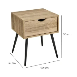 Stolik nocny z szufladką beżowy 50 cm * HowHomely Outlet