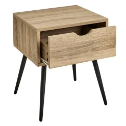 Stolik nocny z szufladką beżowy 50 cm * HowHomely Outlet