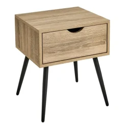 Stolik nocny z szufladką beżowy 50 cm * HowHomely Outlet