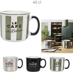Stylowy kubek Bistrot 450 ml zielone pasy