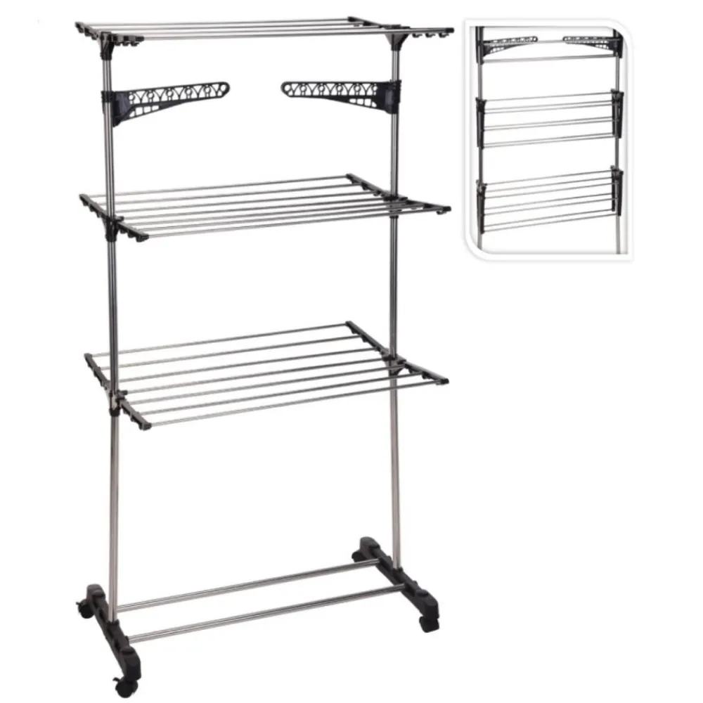 Suszarka na pranie 3-poziomowa z kółkami 165 cm * Bathroom Solutions Discount