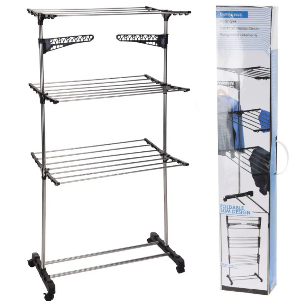 Suszarka na pranie 3-poziomowa z kółkami 165 cm * Bathroom Solutions Discount