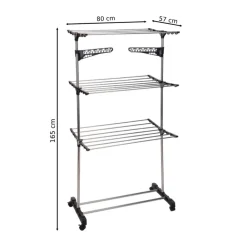 Suszarka na pranie 3-poziomowa z kółkami 165 cm * Bathroom Solutions Discount