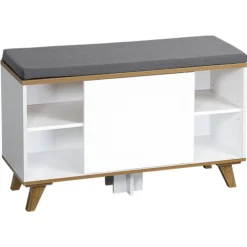 Szafka na buty z siedziskiem biała Nordica Living 77x30xh48 cm