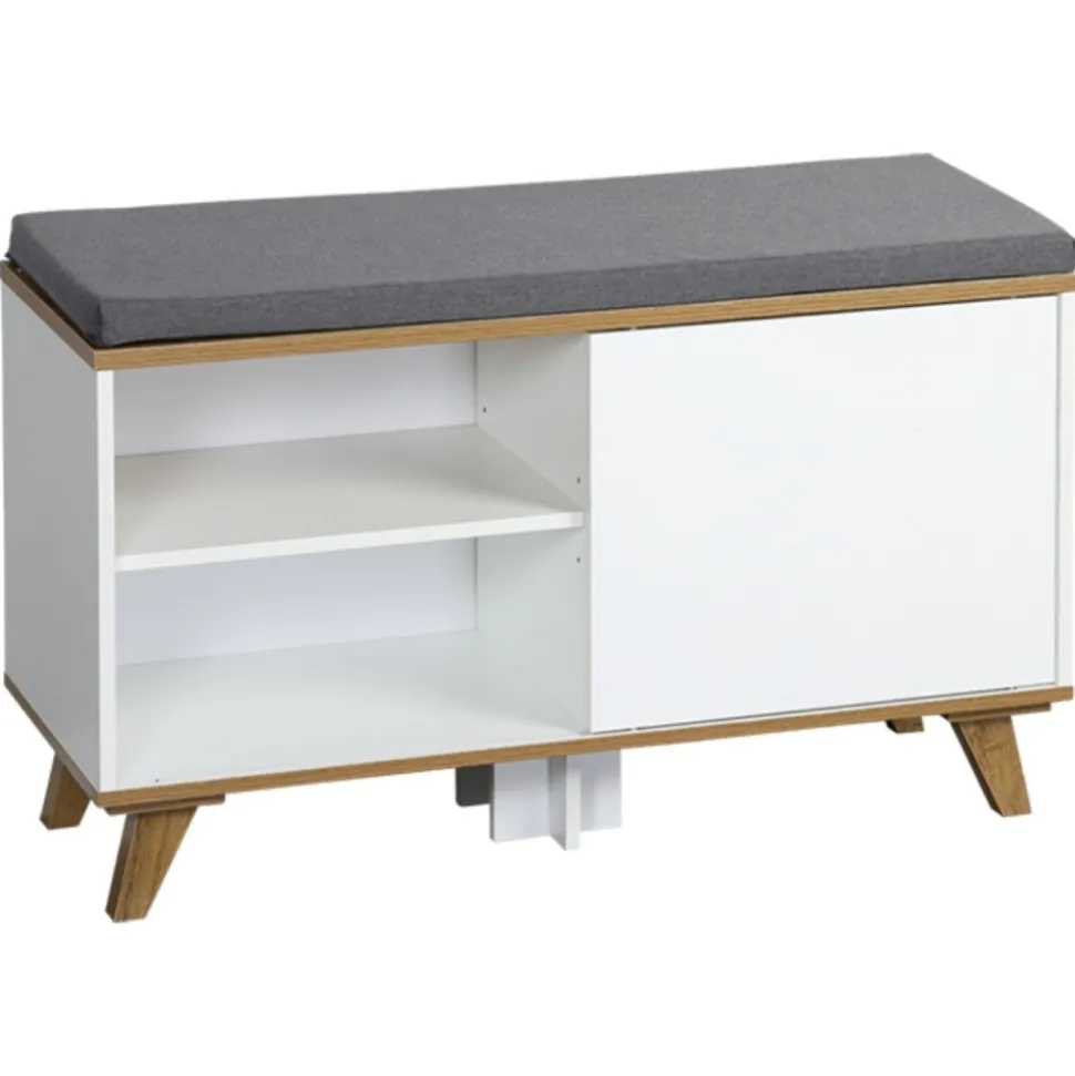 Szafka na buty z siedziskiem biała Nordica Living 77x30xh48 cm