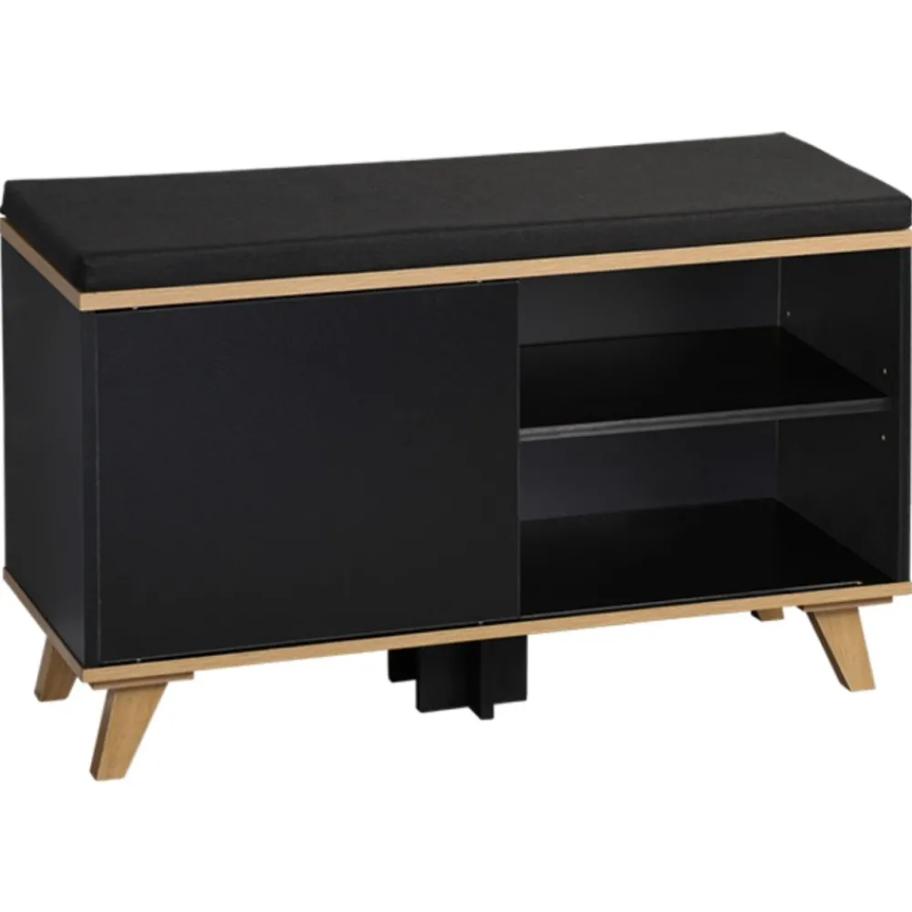 Szafka na buty z siedziskiem czarna Nordica Living 77x30h48 cm * Kesper Hot