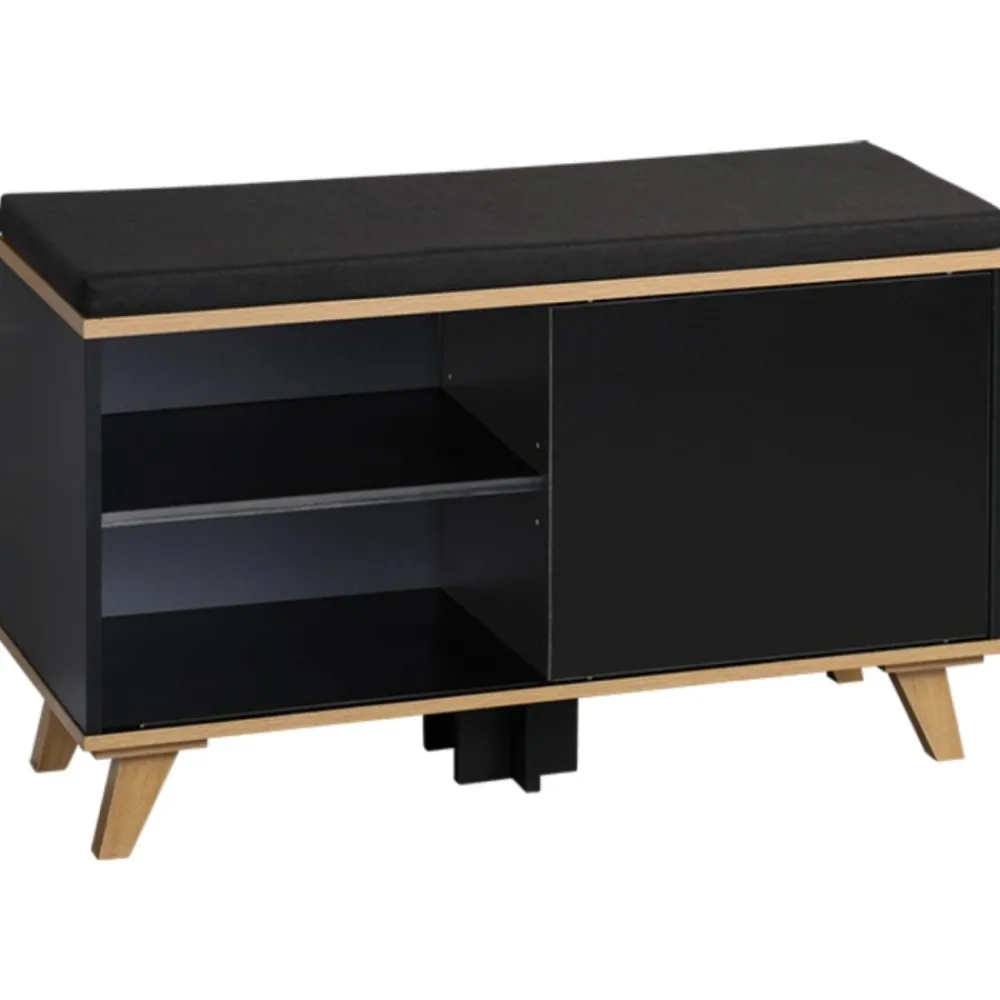 Szafka na buty z siedziskiem czarna Nordica Living 77x30h48 cm * Kesper Hot