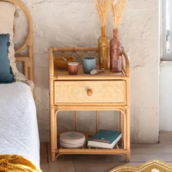 Szafka nocna beżowa rattanowa Aoni * Atmosphera Best
