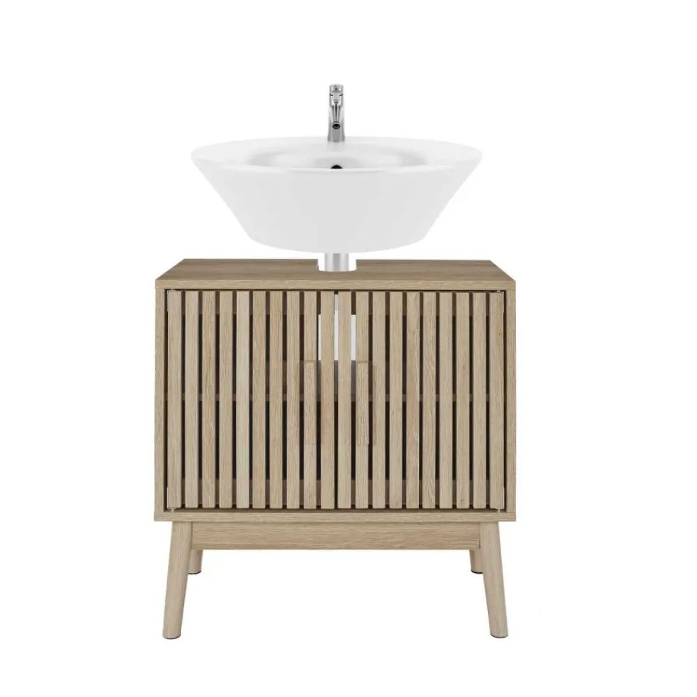 Szafka pod umywalkę LINEA – lamele, dąb artisan * HowHomely