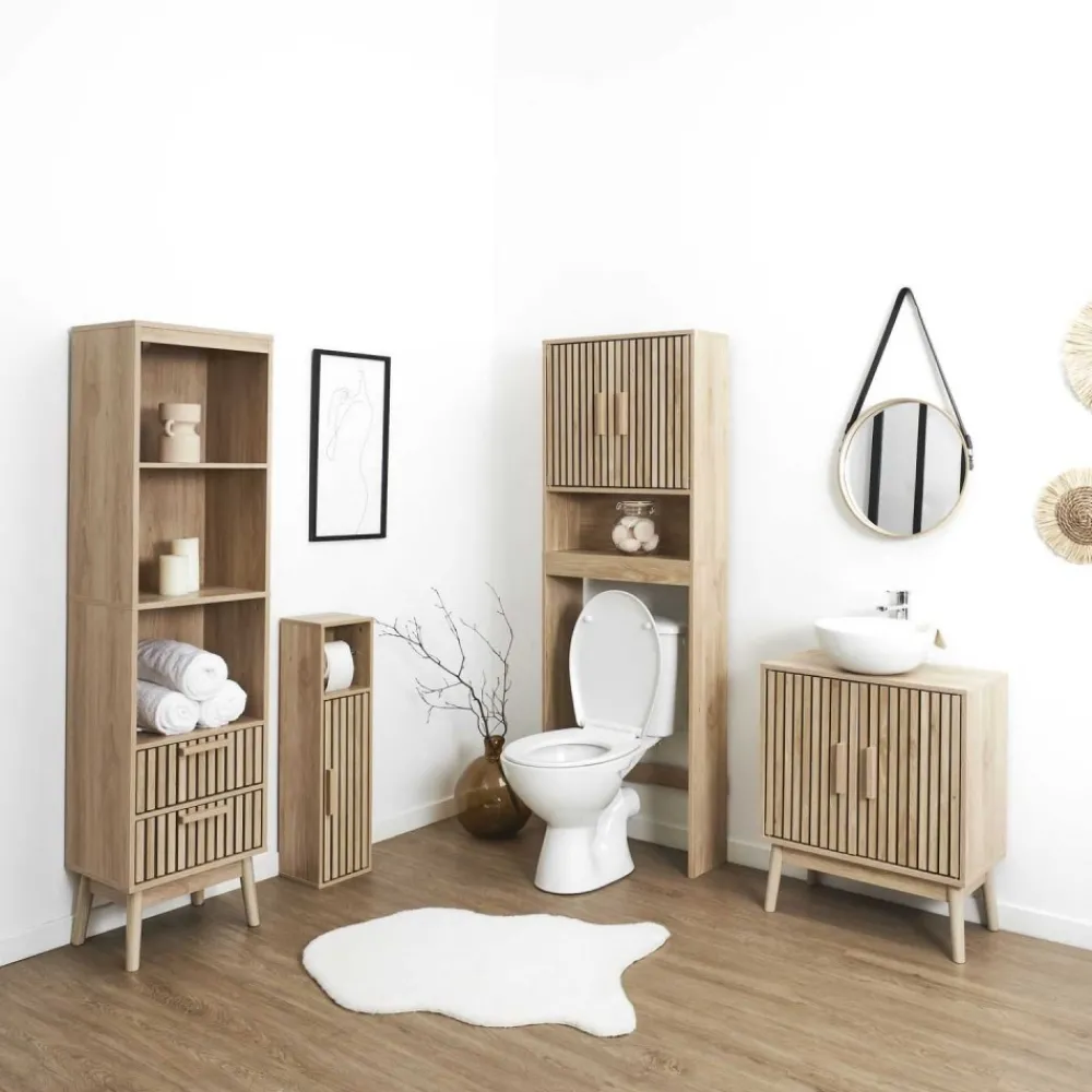 Szafka pod umywalkę LINEA – lamele, dąb artisan * HowHomely