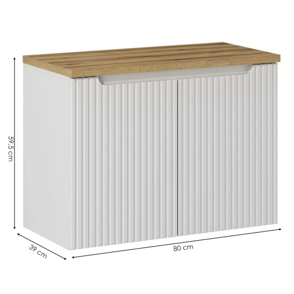 Szafka pod umywalkę z blatem Rilla White 80 cm * HowHomely New