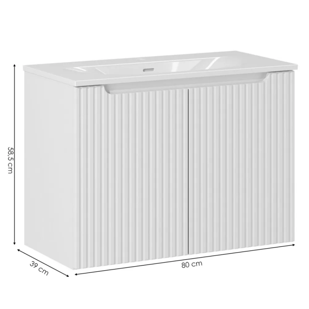 Szafka z umywalką Rilla White 80 cm * HowHomely Best