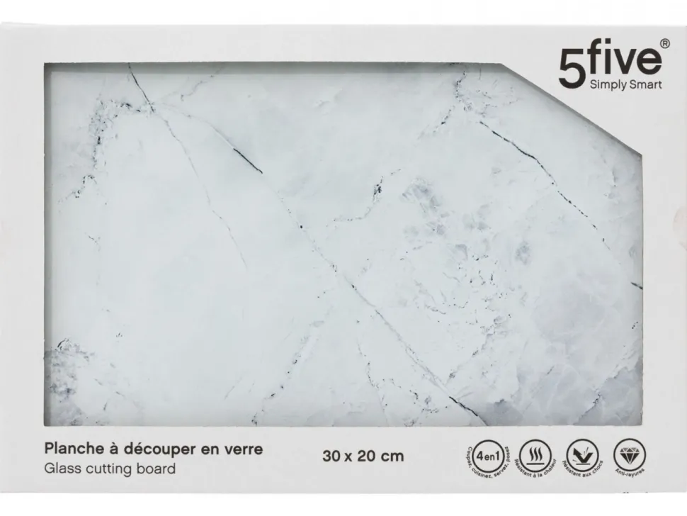 Szklana deska do krojenia 30x20 cm biała