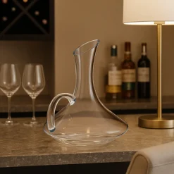 Szklana karafka na wino 1,5 l okrągła z uchwytem