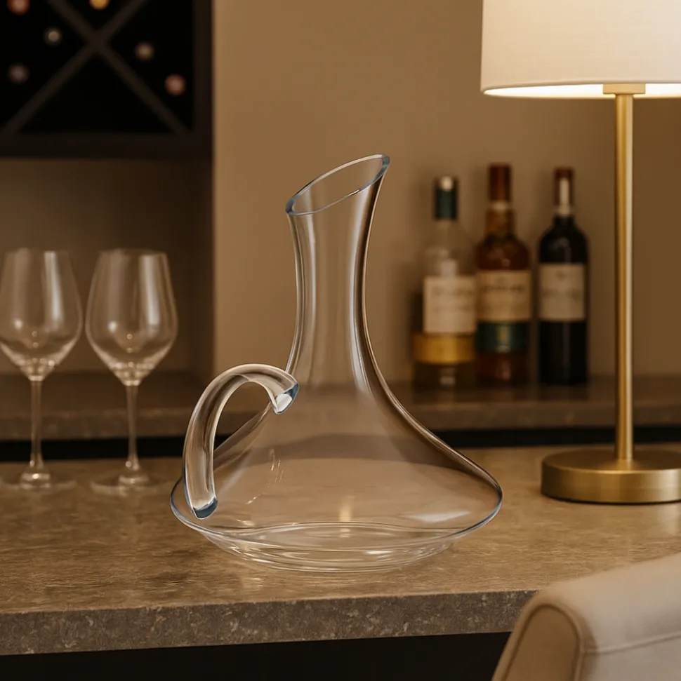 Szklana karafka na wino 1,5 l okrągła z uchwytem