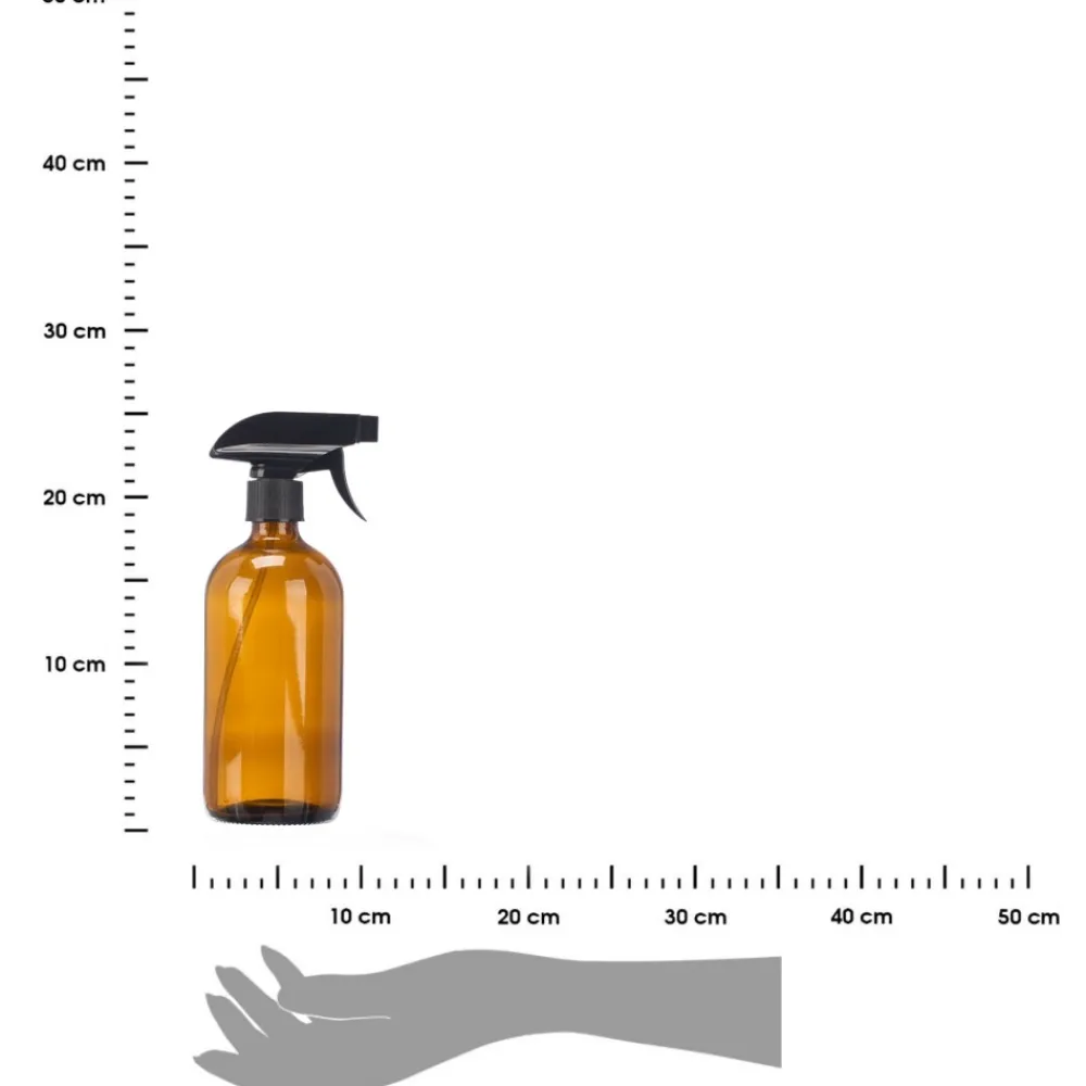 Szklana butelka 500 ml ze spryskiwaczem bursztynowa * BERILO