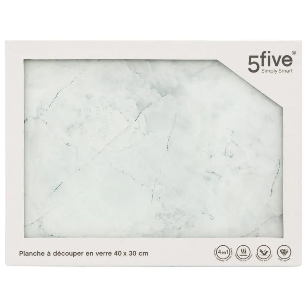 Szklana deska do krojenia biały marmur * 5five Simply Smart Discount