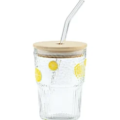 Szklanka do wody ze słomką w cytryny 420 ml