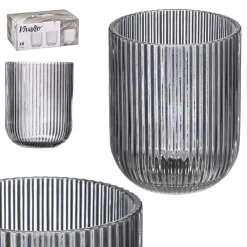 Szklanka 270 ml prążkowana szara * VIVALTO