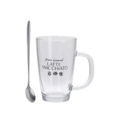 Szklanki do kawy latte + łyżeczki 300 ml * Excellent Houseware Hot