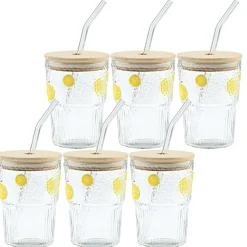 Szklanki ze słomką w cytryny 420 ml 6 szt. * Estia New