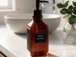 Szklany dozownik na mydło SAVON 500 ml bursztynowy