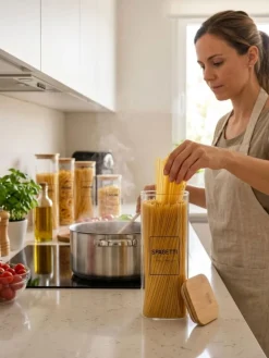 Szklany pojemnik na Spaghetti 2,1 L bambusowa pokrywka