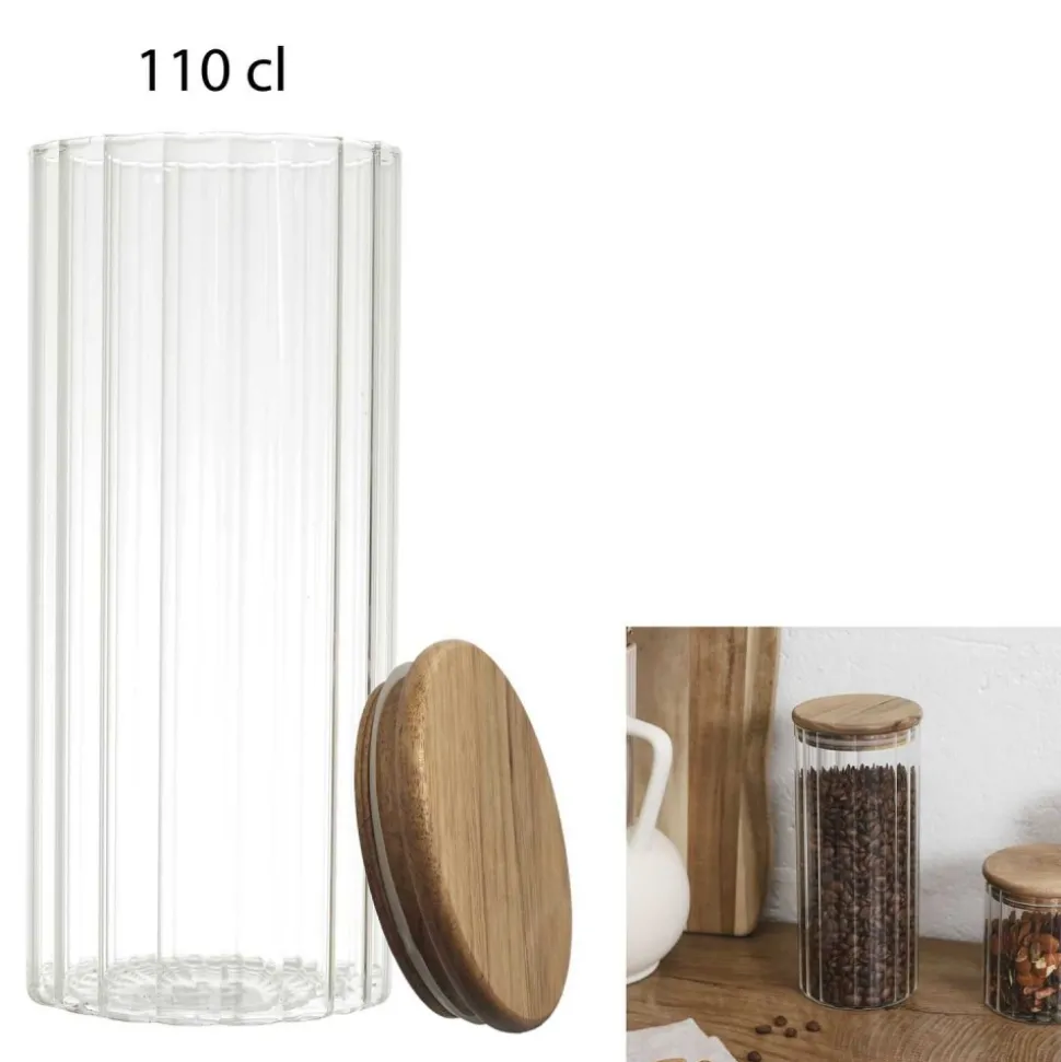 Szklany słoik Arno z akacjową pokrywką 1100 ml