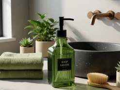 Szklany dozownik na mydło SAVON 500 ml zielony * TENDANCE Sale