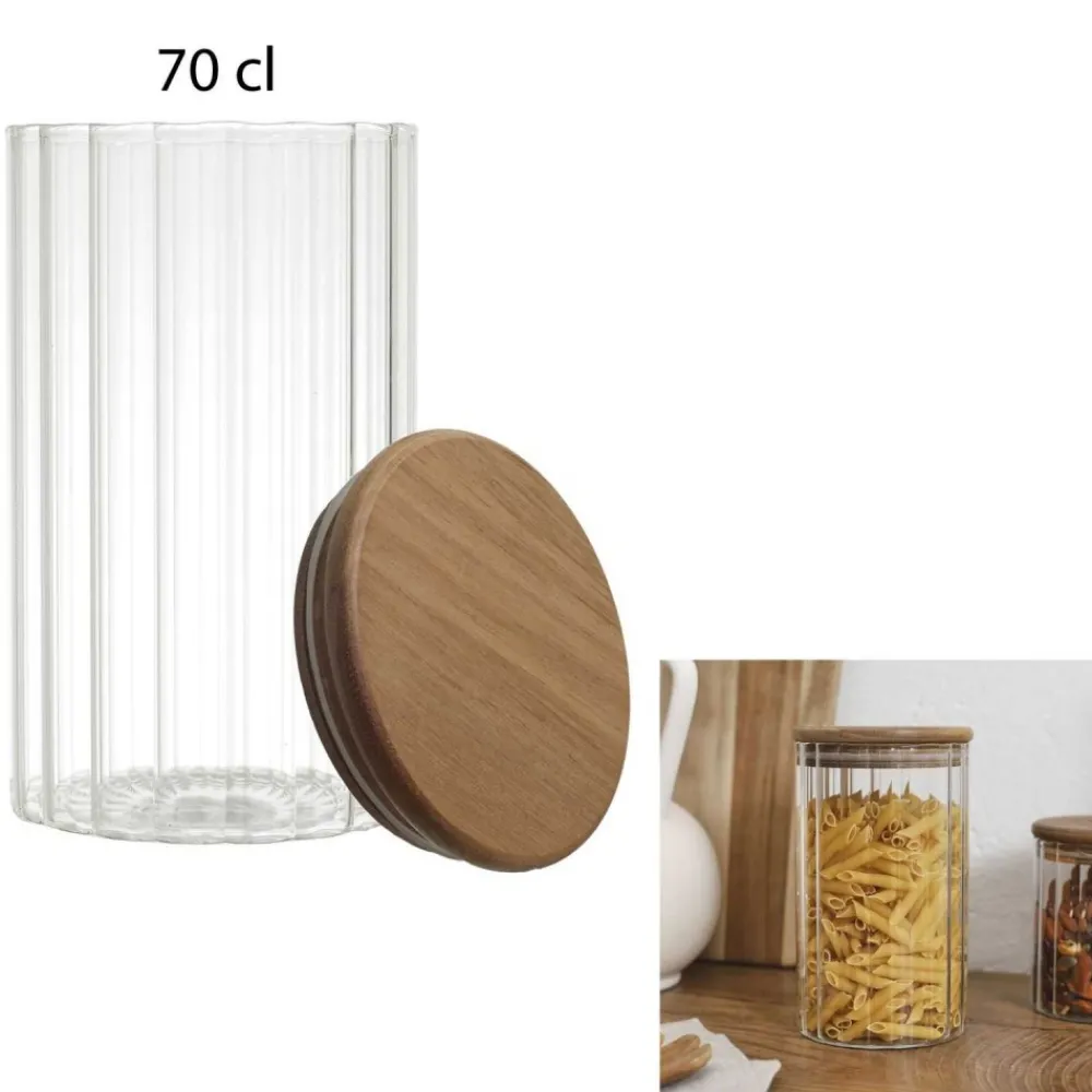 Szklany słoik Arno z akacjową pokrywką 700 ml * HowHomely Discount