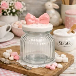 Szklany słoik do przechowywania z ozdobną pokrywką 680 ml * HowHomely Outlet