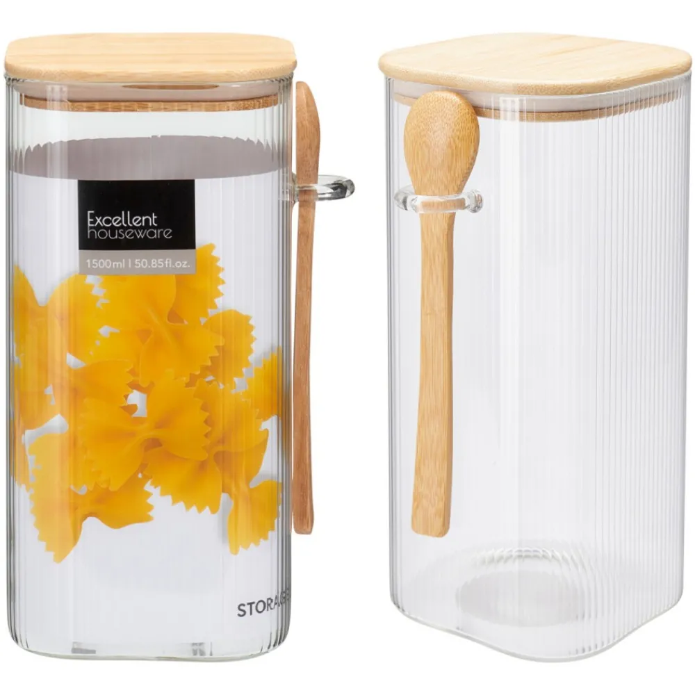 Szklany słoik z łyżeczką 1500 ml * Excellent Houseware Hot