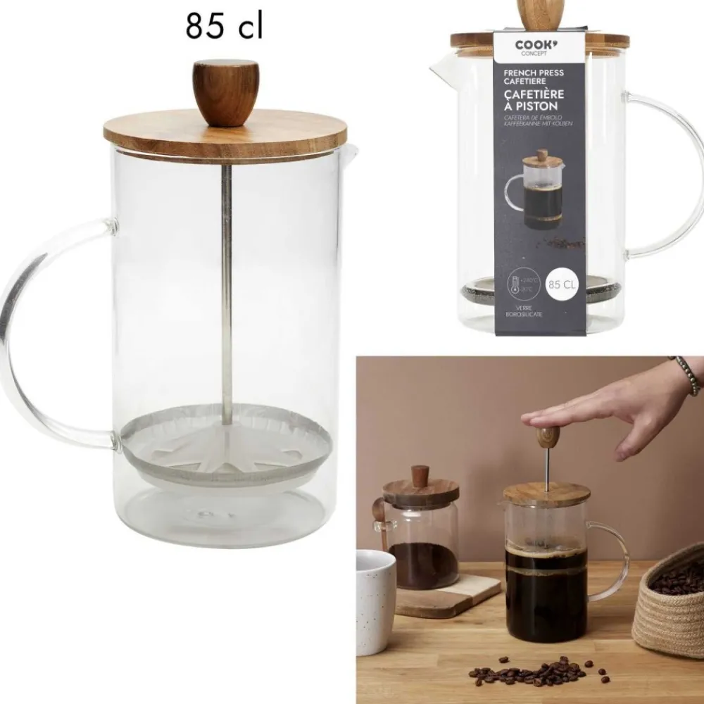 Szklany zaparzacz tłokowy NATURO 850 ml * HowHomely Sale