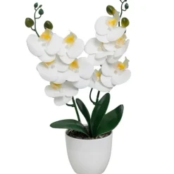 Sztuczna podwójna orchidea ORCHID PURE WHITE w doniczce 39 cm