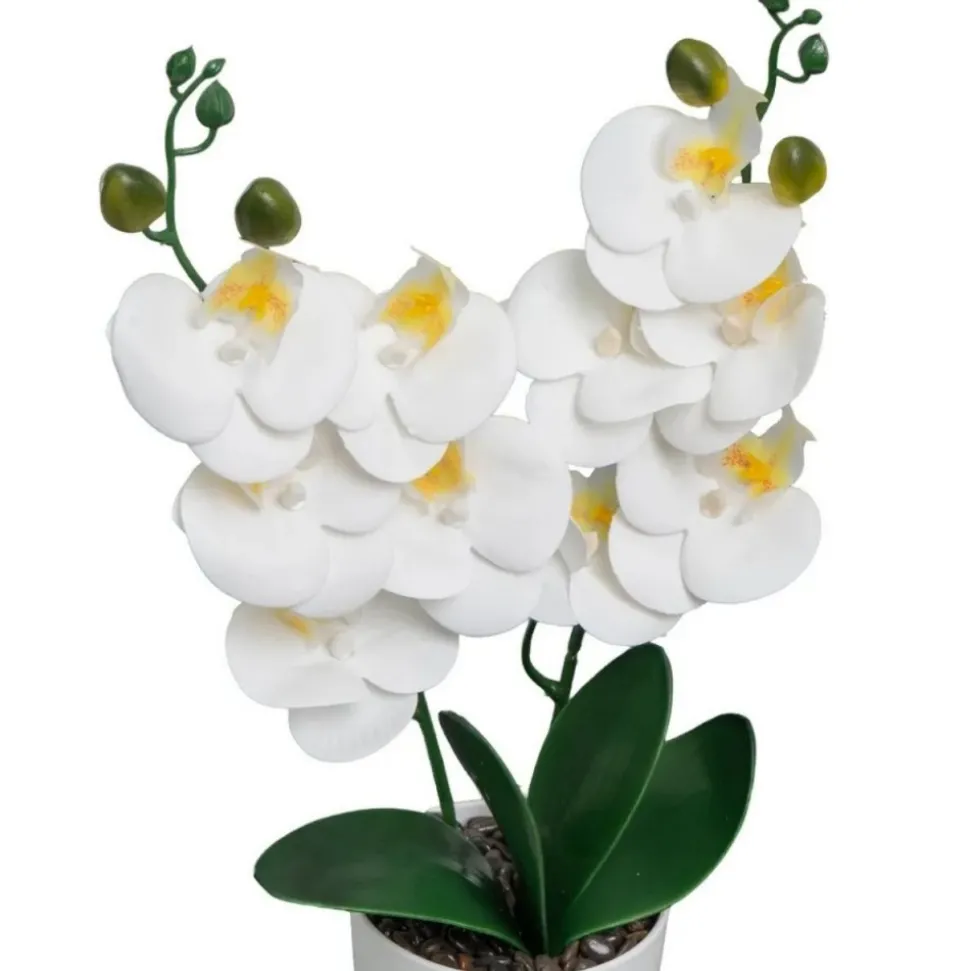 Sztuczna podwójna orchidea ORCHID PURE WHITE w doniczce 39 cm