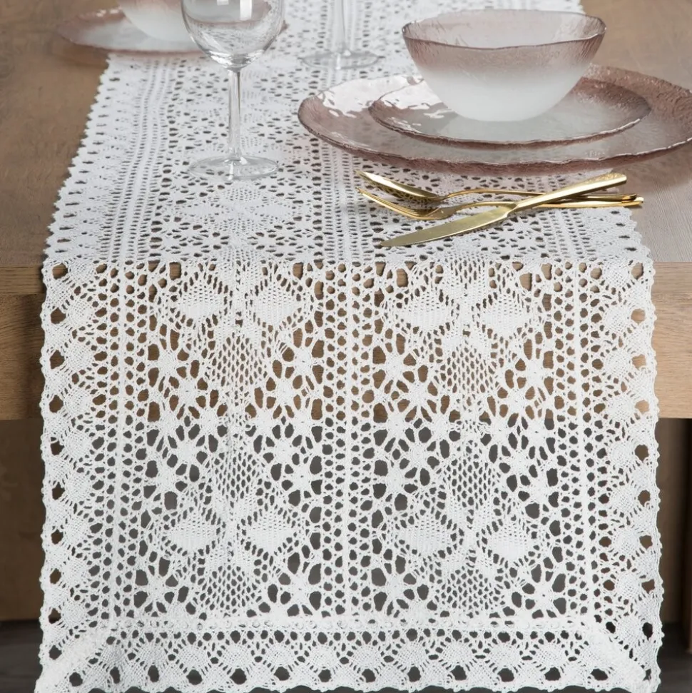 Szydełkowy bieżnik MARY 40x140 cm biały