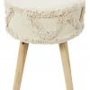 Taboret BOHO okrągły stołek kremowy * HowHomely Hot