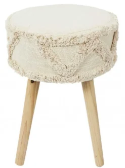 Taboret BOHO okrągły stołek kremowy * HowHomely Hot