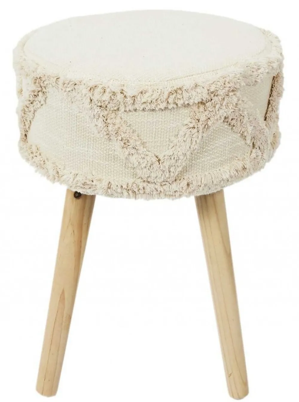 Taboret BOHO okrągły stołek kremowy * HowHomely Hot