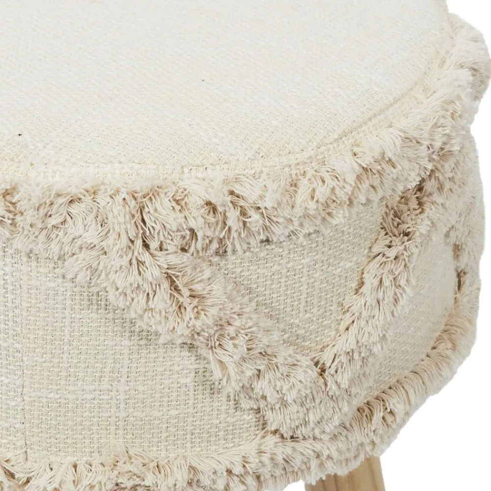 Taboret BOHO okrągły stołek kremowy * HowHomely Hot