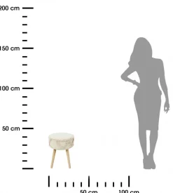 Taboret BOHO okrągły stołek kremowy * HowHomely Hot