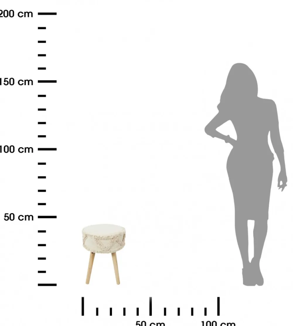 Taboret BOHO okrągły stołek kremowy * HowHomely Hot