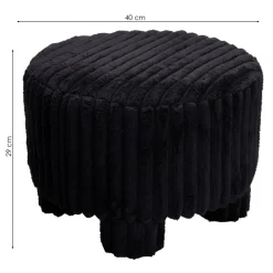Taboret tapicerowany czarny sztruks 40x40x29 cm * H&S Decoration Outlet